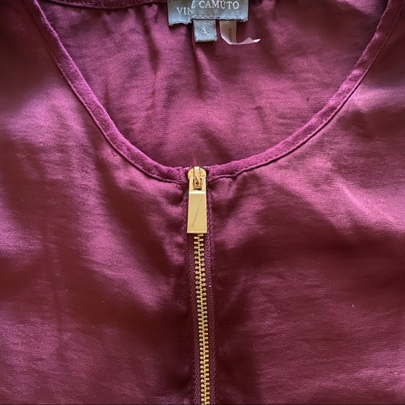 Vince Camuto Half Zip Mixed-Media Tunic Blouse Top - Picture 3 of 3